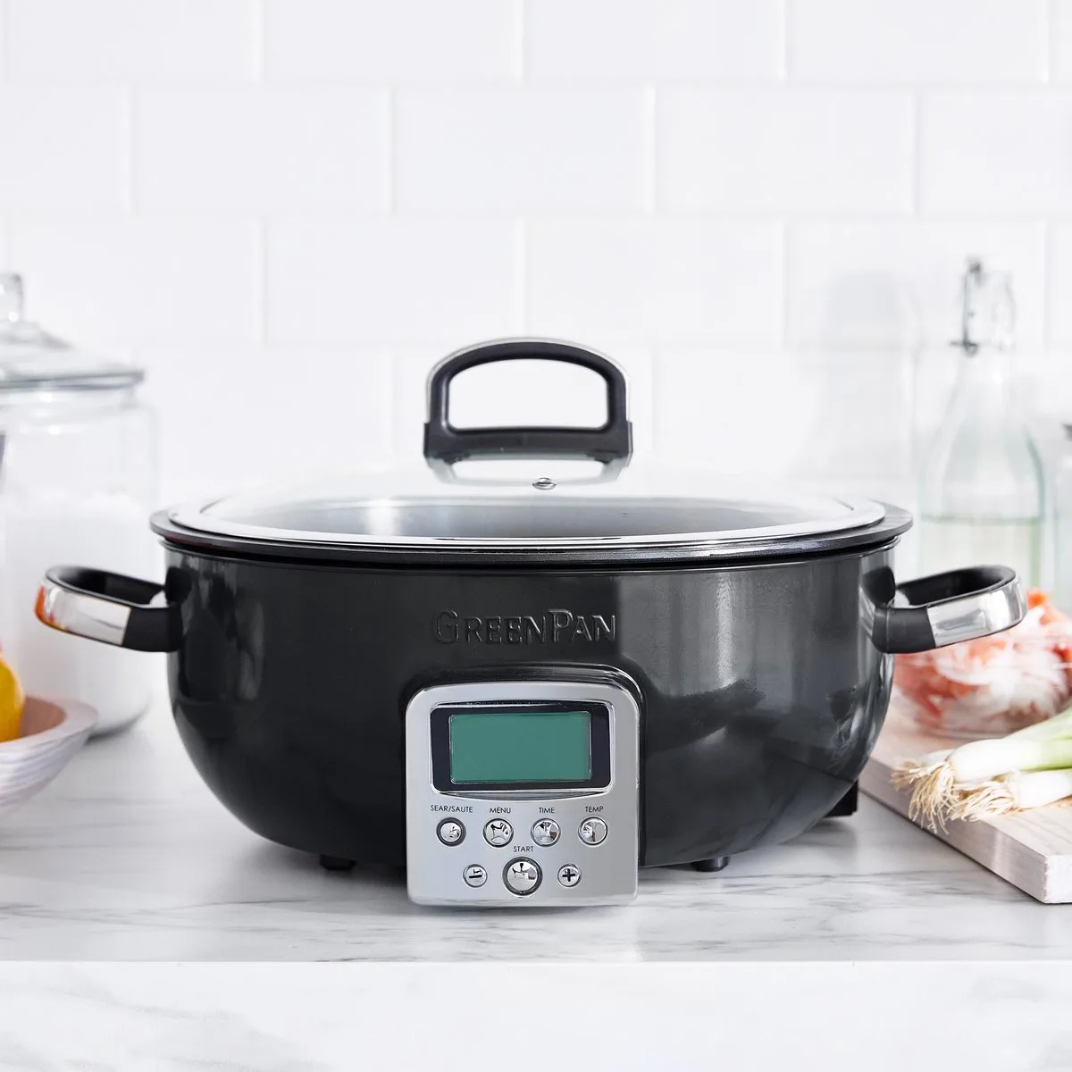 Elite Multicooker 5.6L - Elektrische Wok/Slowcooker/Stomer - Met Keramische Antiaanbaklaag - 1350W - Zwart de GreenPan en Noir – photo produit