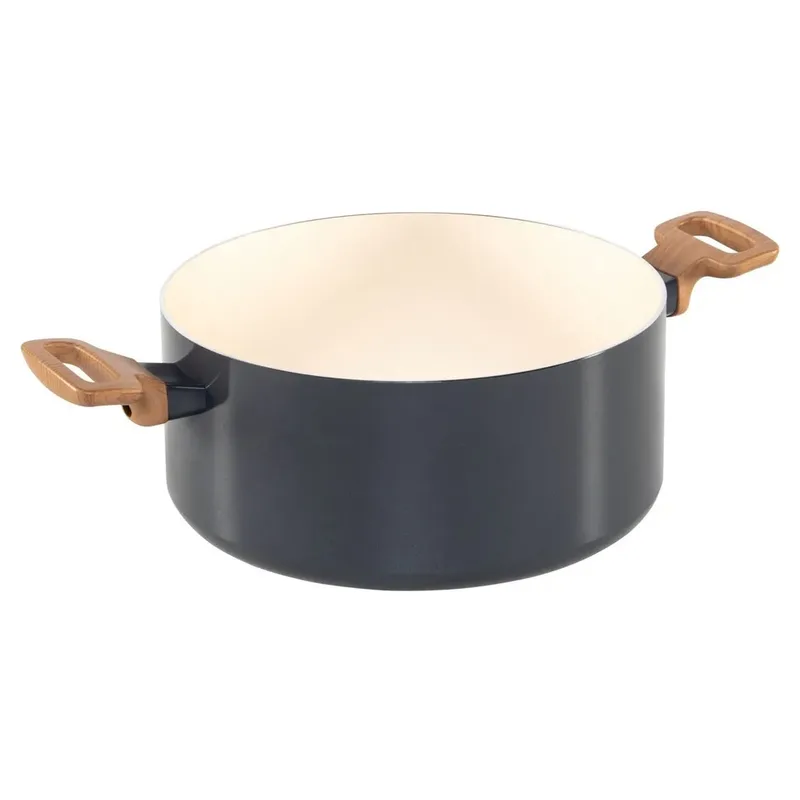 Essence Pannenset 10-delig - 18/20/24/26cm - PFAS-vrije antikleeflaag - Pannenset inductie - Keramische pan - Ovenbestendig tot 160°C - Houteffect handgrepen - Koudgrepen - Met glazen deksel - Grijs fra GreenPan i Grå – produktbillede 2 af 6