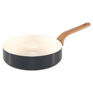 Essence Pannenset 10-delig - 18/20/24/26cm - PFAS-vrije antikleeflaag - Pannenset inductie - Keramische pan - Ovenbestendig tot 160°C - Houteffect handgrepen - Koudgrepen - Met glazen deksel - Grijs fra GreenPan i Grå – produktbillede 3 af 6