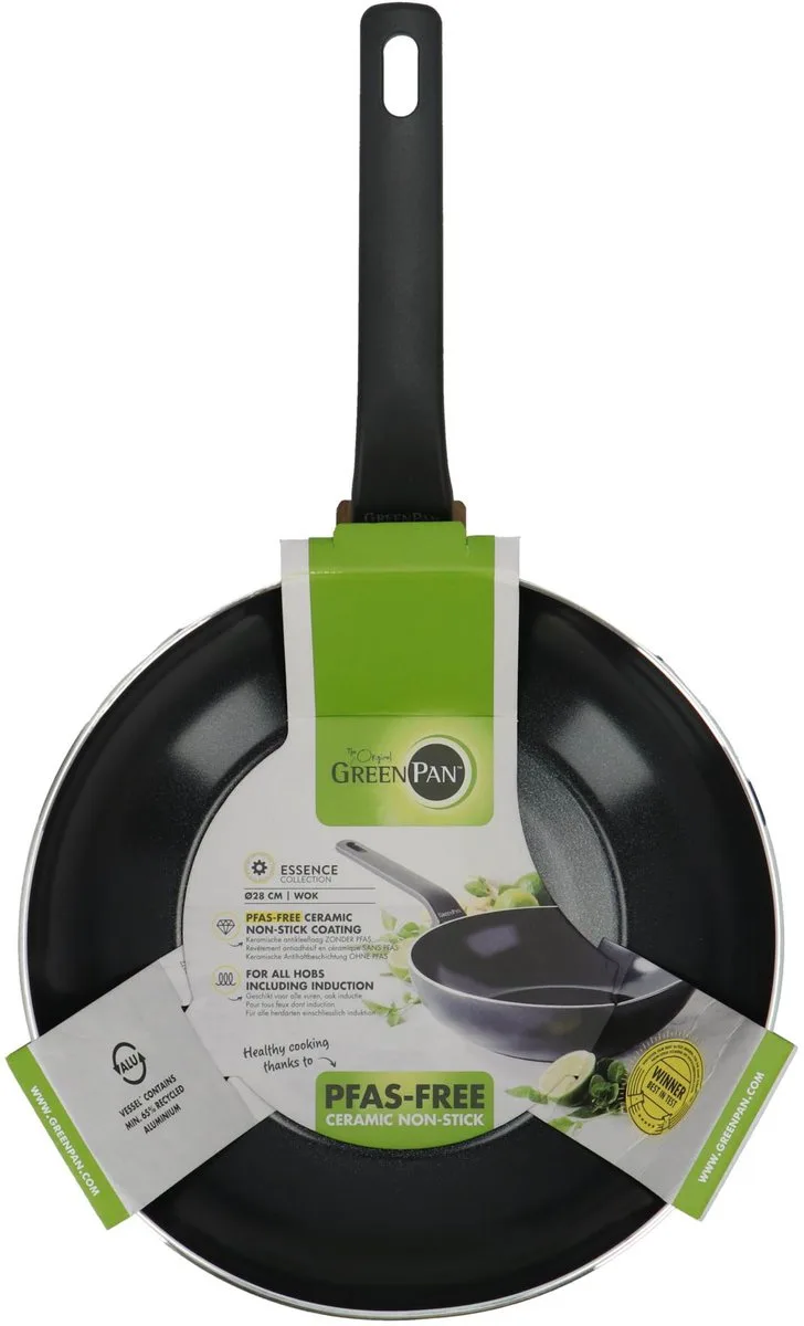 Essence Wok met Keramische Antikleeflaag - PFAS vrij - Ø 28cm by GreenPan in Black – product photo