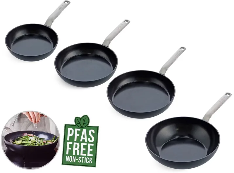 Evolution Eco Koekenpannenset 4-delig - 20/24/28cm/28 Wok - Keramische Antikleeflaag - PFAS vrij de GreenPan en Noir – photo produit
