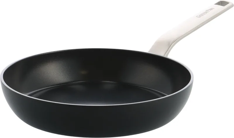Evolution Koekenpan 24cm - PFAS-vrije antikleeflaag - Inductie Koekenpan - Keramische pan - Ovenbestendig tot 200°C - RVS handgrepen - Zonder deksel - Zwart de GreenPan en Noir – photo produit