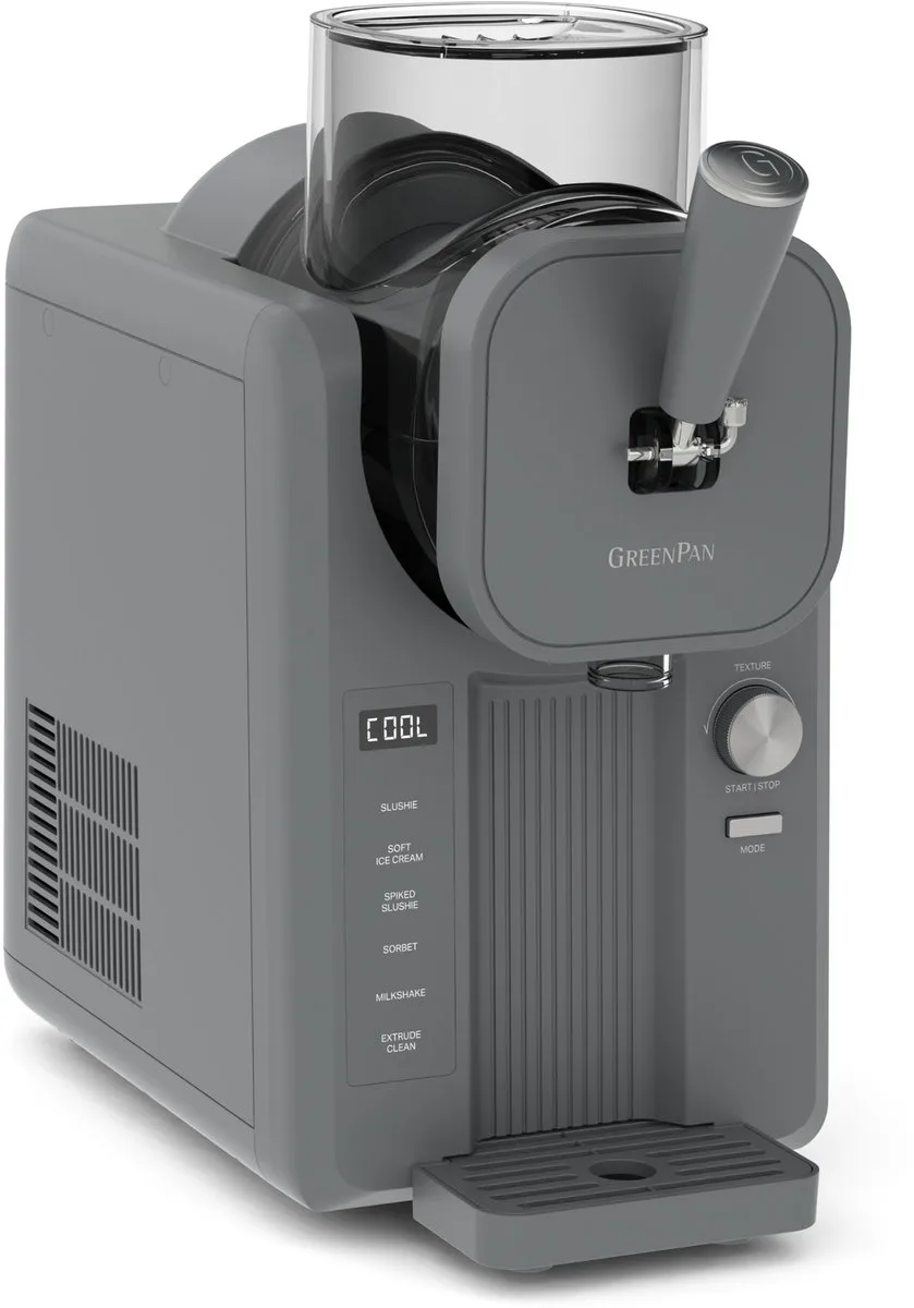 FROST Zelfvriezende Ijsmachine - Roomijs, Slushies, Milkshakes & Smoothies – zonder voorvriezen – 1.8L – Klaar in 30 Min – 6 Standen & 7 Texturen – Grijs från GreenPan i Grå – produktbild