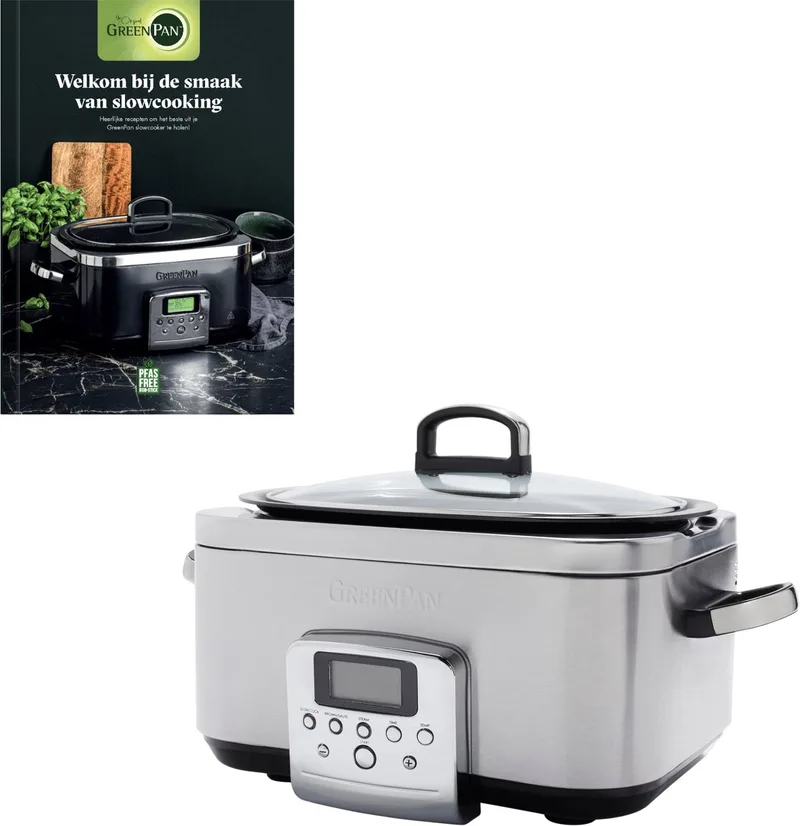 GP ELITE SLOWCOOKER SS + BOEK by GreenPan in Stainless steel – product photo