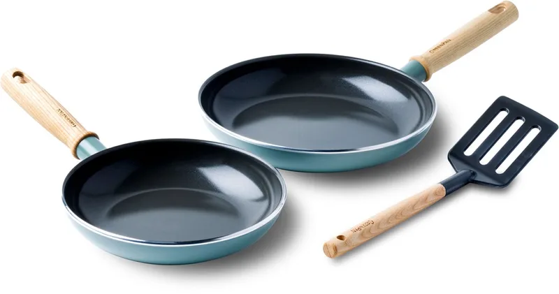 Mayflower Koekenpannenset 3-delig - 20/24 cm - PFAS-vrije antikleeflaag - Pannenset inductie - Keramische pan - Niet ovenbestendig - Koudgrepen - Blauw de GreenPan en Scandinavian_blue – photo produit