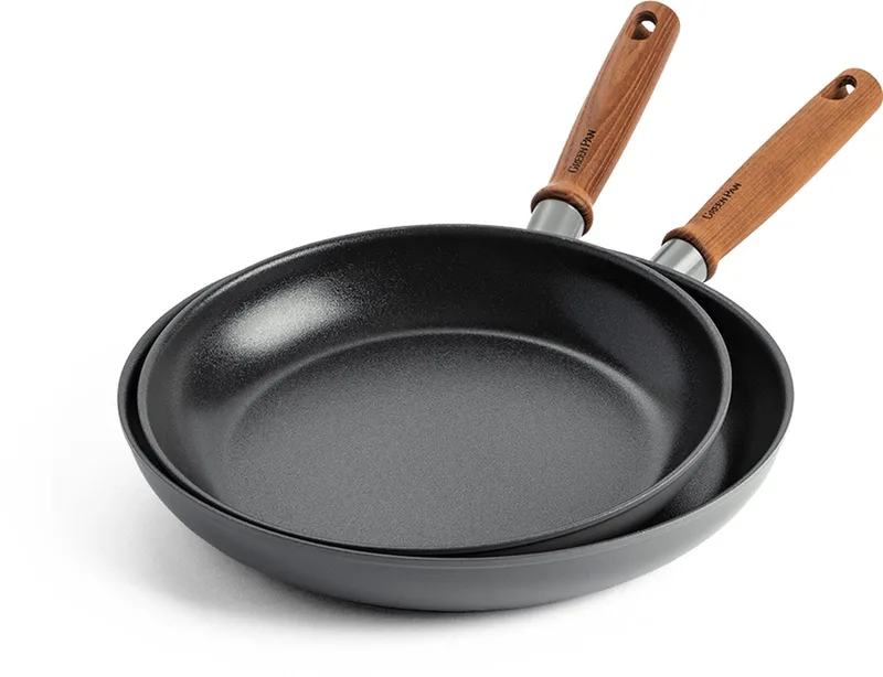 Mayflower Pro keramische 2-delige pannenset - 20 en 28 cm - inductie pannenset - inductie koekenpannenset - Koekenpan 20 cm - Koekenpan 28cm - PFAS-vrij - grijs - houten handvat de GreenPan en Gris – photo produit