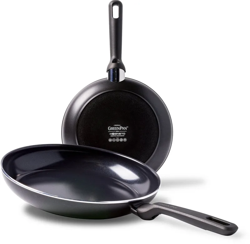 Memphis Koekenpannenset 2-delig - 24/28cm - PFAS-vrije antikleeflaag - Pannenset inductie - Keramische pan - Ovenbestendig tot 160°C - Koudgrepen - Zwart by GreenPan in Black – product photo