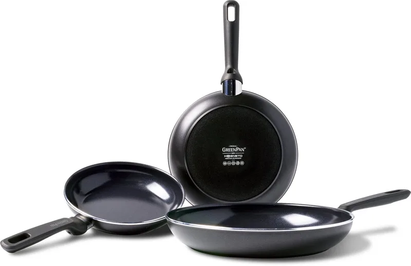Memphis Koekenpannenset 3-delig - 20/24/28cm - PFAS-vrije antikleeflaag - Pannenset inductie - Keramische pan - Ovenbestendig tot 160°C - Koudgrepen - Zwart von GreenPan in Schwarz – Produktfoto