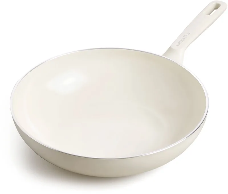 Memphis Wokpan 28 cm - 3,69 L - PFAS-vrije antiaanbaklaag - Wokpan inductie - Keramische pan - Ovenbestendig tot 160°C - Snelle warmteverdeling - Zonder deksel - Crème by GreenPan in Cream – product photo