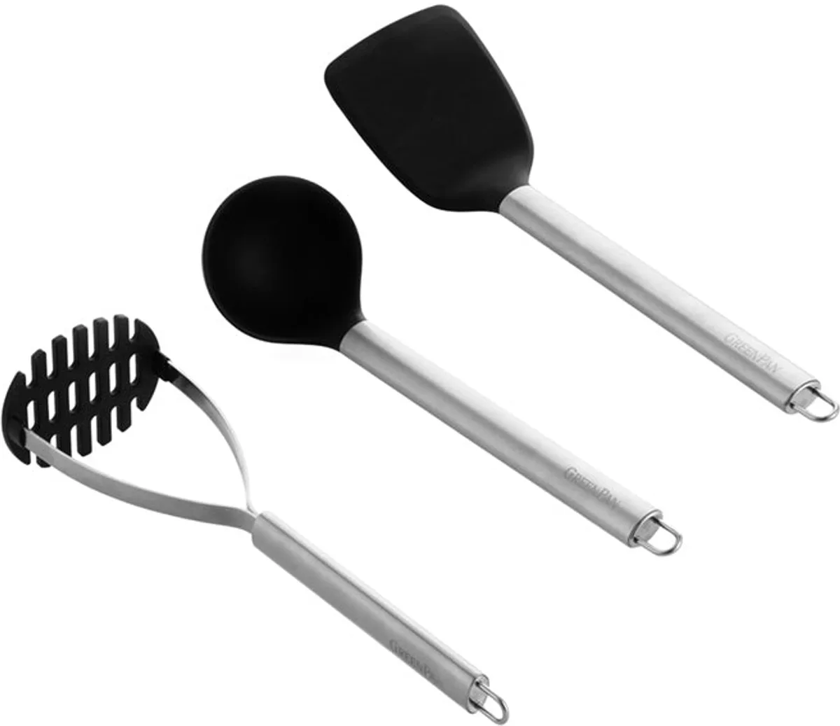 Merkloos Keukengerei Set: Spatel, Opscheplepel & Stamper fra GreenPan – produktbillede
