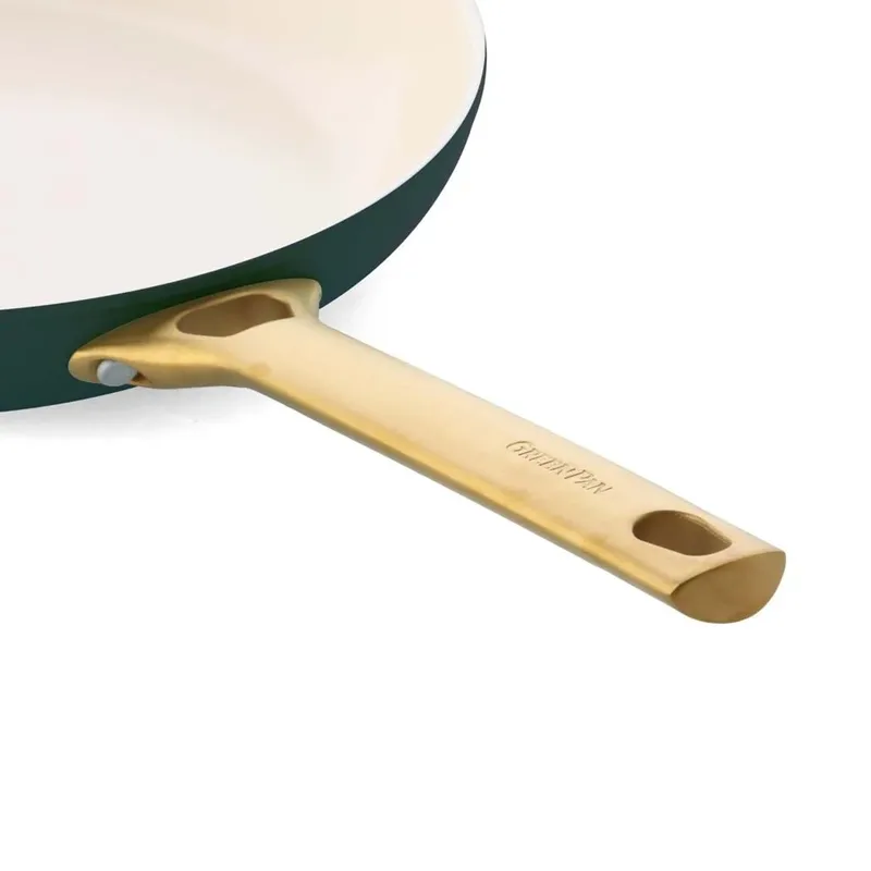 Padova Koekenpannenset - Keramisch - 2-delig - 20 en 26cm - PFAS-vrij - Inductie koekenpannenset - Ovenbestendig tot 200°C - Vaatwasserbestendig - RVS handgrepen – Dennengroen fra GreenPan i Pine Green – produktbillede 3 af 6