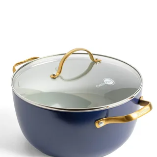 Padova Pannenset 10-delig - 18/20/24/28cm - 4.7L - PFAS-vrije antikleeflaag - Inductie pannenset - Hapjespan inductie - Koekenpan inductie - Ovenbestendig tot 200°C - RVS handgrepen - Met deksel - Blauw by GreenPan in Oxford Blue – product photo 3 of 6