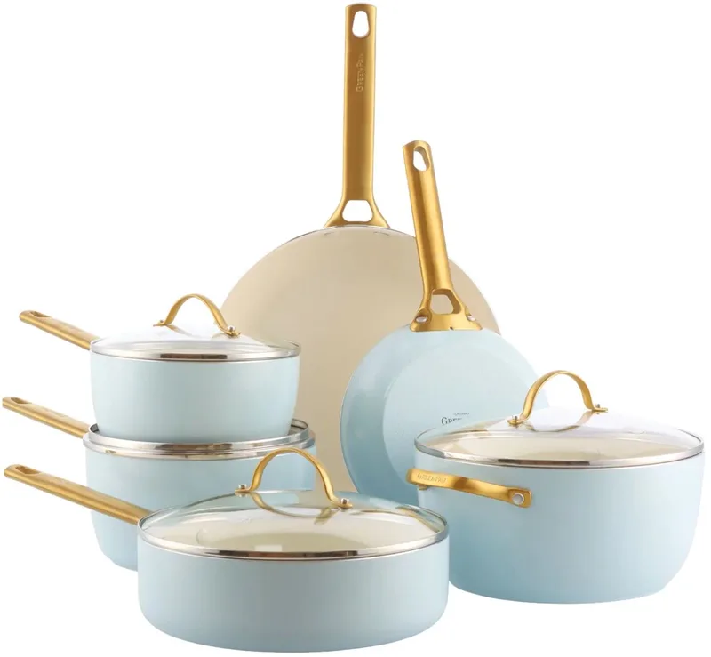 Padova pannenset 10-delig - Light blue by GreenPan in Blue, Beige, Gold – product photo 1 of 5