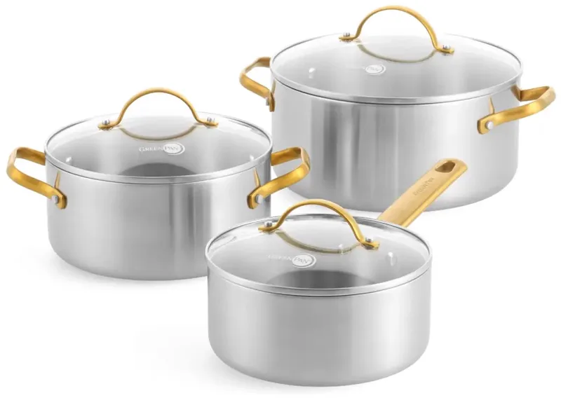 Padova Reserve 3-lagig Stainless Steel Kochtopfset 6-teilig von GreenPan in Silber – Produktfoto 1 von 4