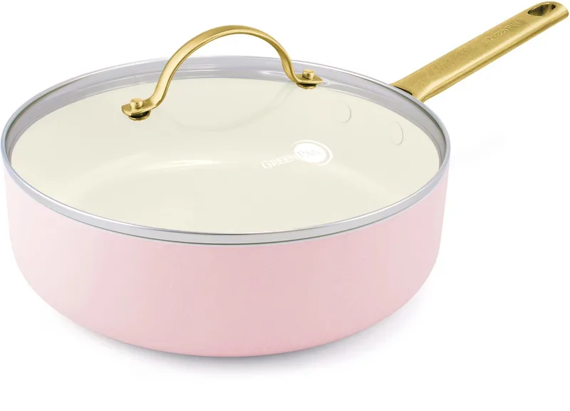 Padova Roze Keramische Inductie Hapjespan met deksel 24cm - PFAS-vrij - Inductie hapjespan - Ovenbestendig tot 200°C - Vaatwasserbestendig - RVS handgreep - Met deksel – Roze de GreenPan en Blush_pink – photo produit