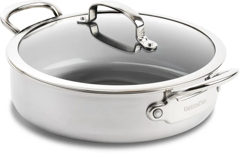 Première Stoofpan met deksel en 2 handvaten - 26cm/3.8L de GreenPan en Argent – photo produit 1 sur 6