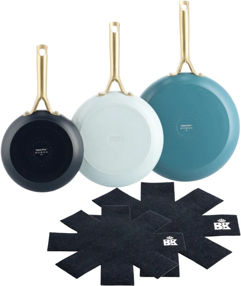 Shades Koekenpannenset 3-delig - 20/24 en 28cm - PFAS-vrij - Inductie koekenpan - Inductie pannenset - Ovenbestendig tot 200°C - Vaatwassergeschikt - RVS handgreep - 100% gerecycleerd aluminium - zonder deksel - Coastal von GreenPan in Blau – Produktfoto