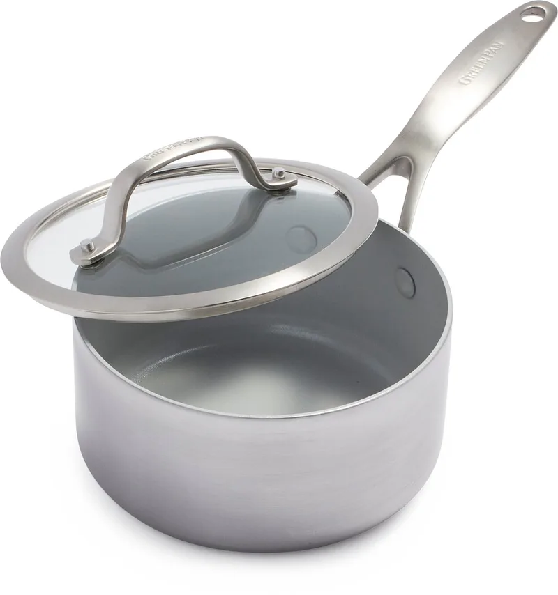 Venice Pro Evershine Sauspan met deksel Ø16cm - 1.5 - PFAS-vrij – Inductie – Ovenbestendig tot 200°C – Vaatwasserbestendig – Tri-ply – RVS grepen - Zilver fra GreenPan i Sølv – produktbillede