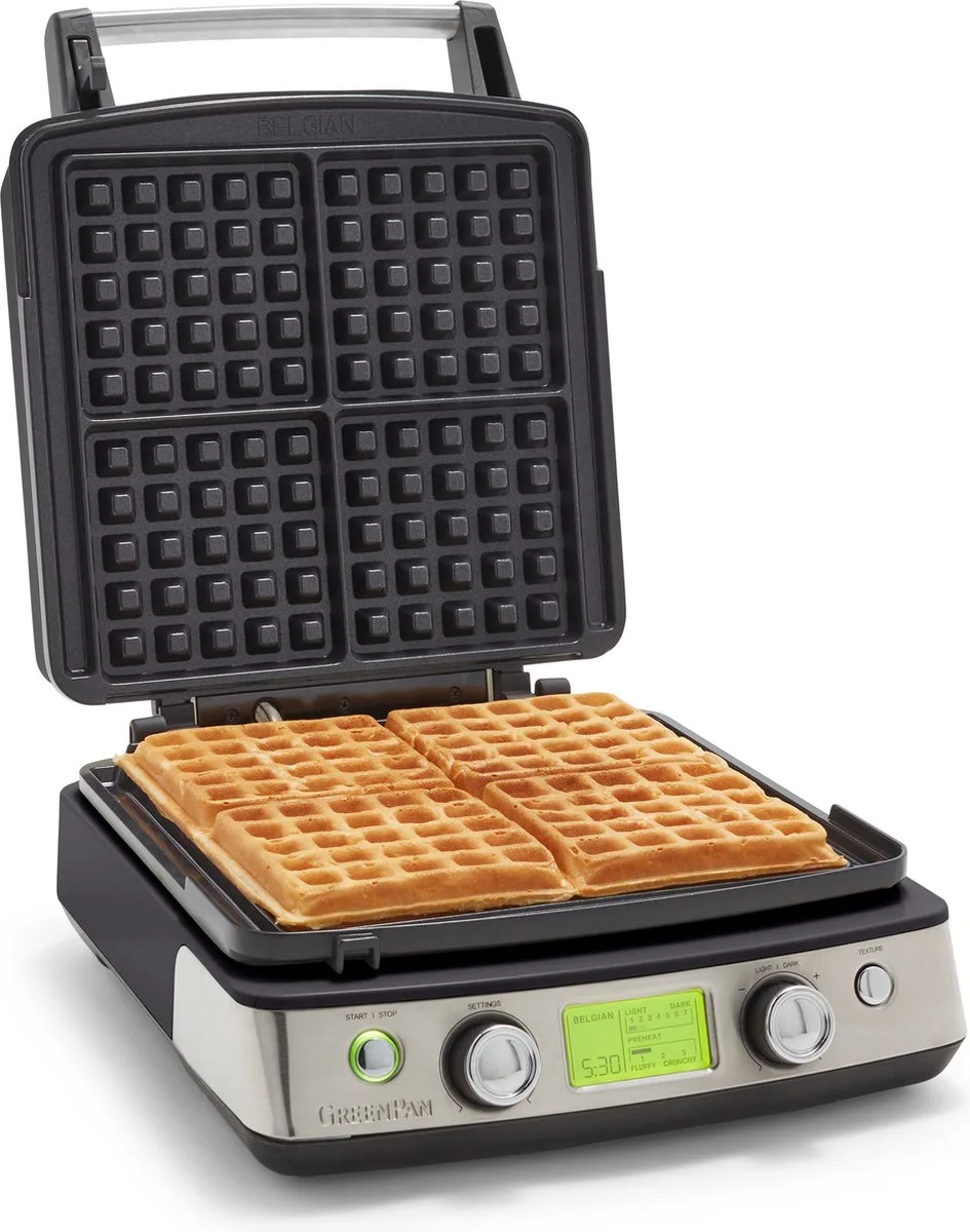 Wafelijzer Glossy (incl. 2 sets wafelplaten) van GreenPan in Zwart – productfoto