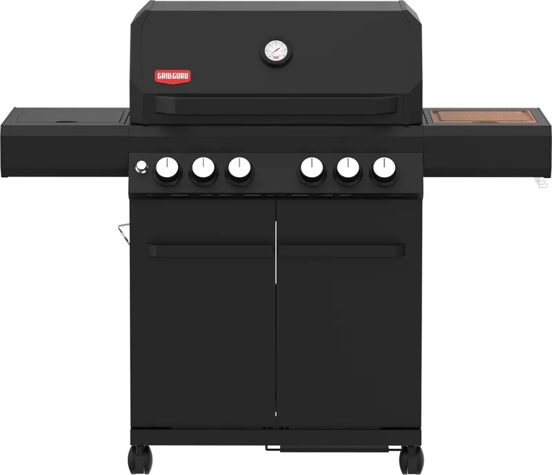 Burner 4 - Gasbarbecue - 3x hoofdbrander - 1x infrarood - 1x zijbrander - 1x achterbrander von Grill Guru in Schwarz – Produktfoto