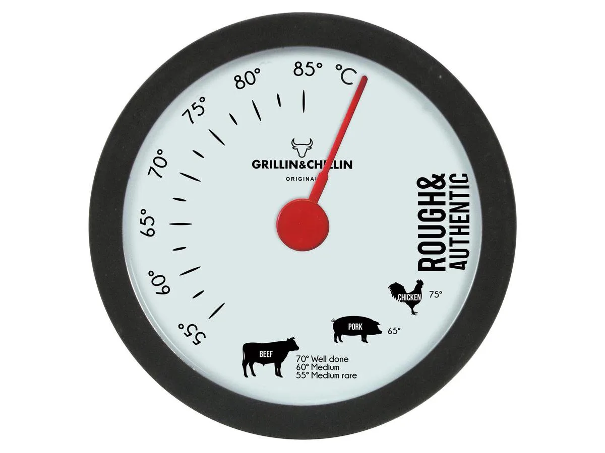 BBQ Thermometer 9,xH13cm - Cadeautip - barbecue - grill - vader cadeau van Gusta in Zwart – productfoto