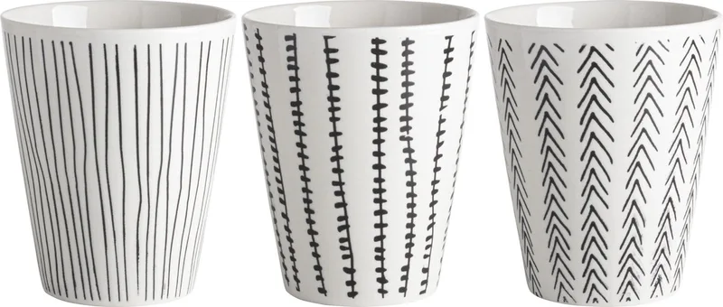 Beker - Fika - 300ml - Zwart/Wit - assorti van 3 de Gusta en Noir – photo produit