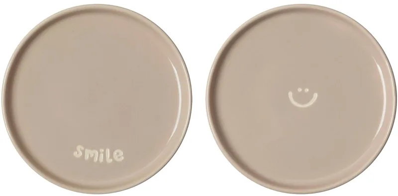 Enjoyables - Bord Smile - Ø15cm - Set van 2 by Gusta in Warm grijs – Pantone 4240C – product photo