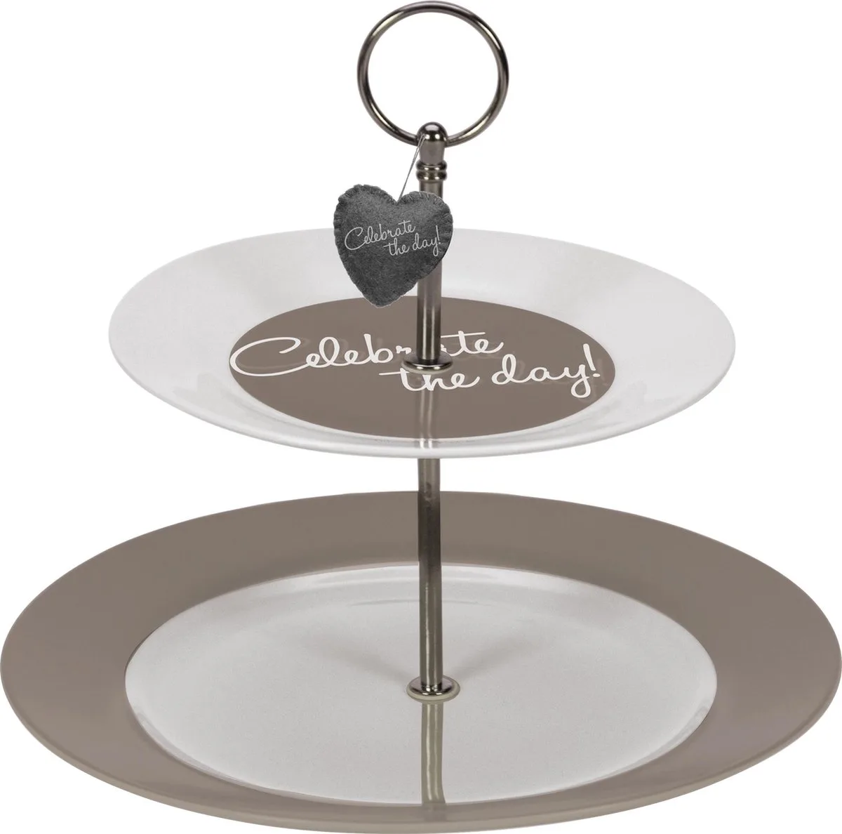 Etagere 'Celebrate the day' - 2-laags - Taupe de Gusta en Blanc – photo produit