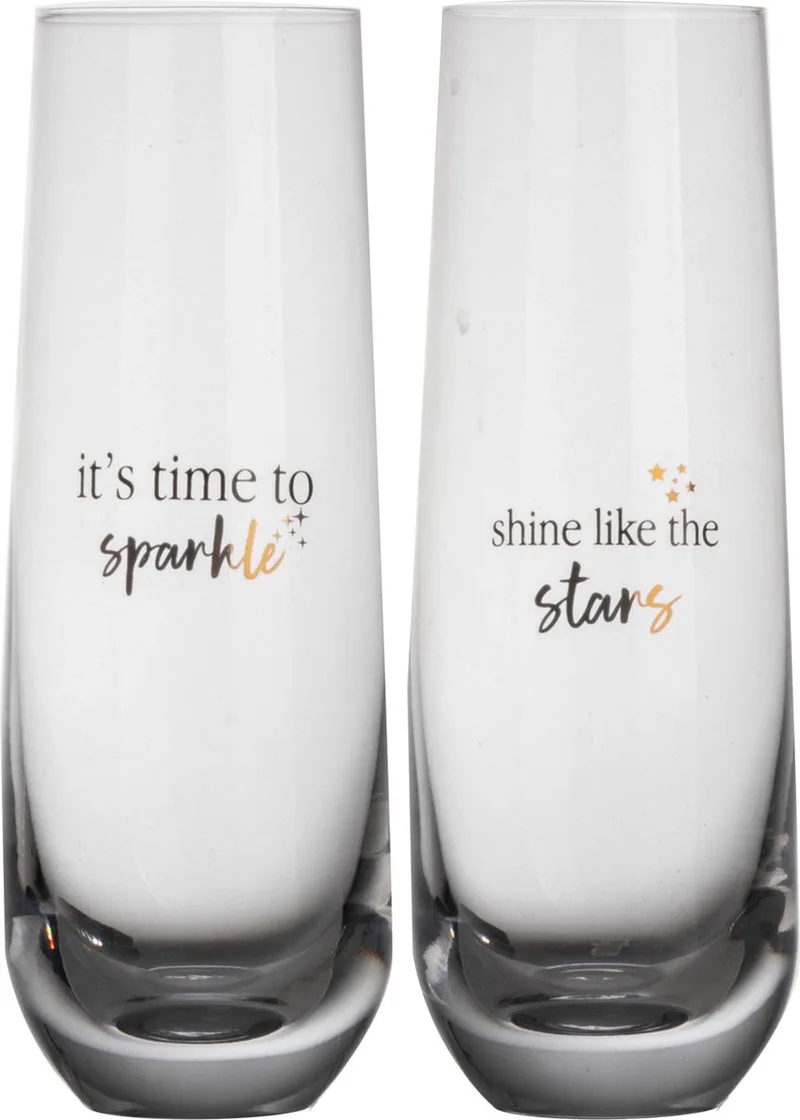 Glazen met Tekst - 280ml - Kerst - ø6x16cm - set 2 stuks by Gusta in Transparent – product photo