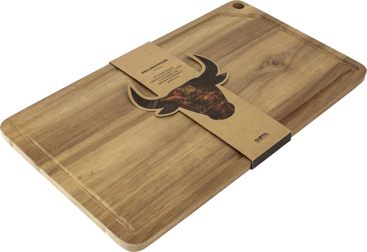 Grillin' & Chillin' - Snijplank - 48,6x27,6cm - Acaciahout van Gusta in Hout – productfoto