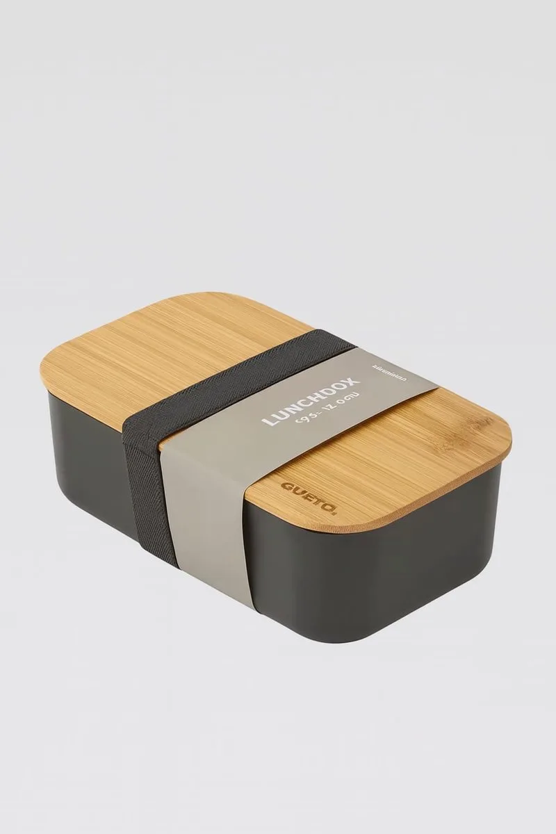 Lunchbox - Bamboe/Kunststof - Elastiek - 19,5X12X6,5cm van Gusta in Antraciet – productfoto