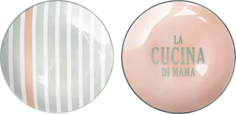 Patio - Borden - Groen - Tekst en Print - ø16,5cm - set van 2 by Gusta in Pink – product photo