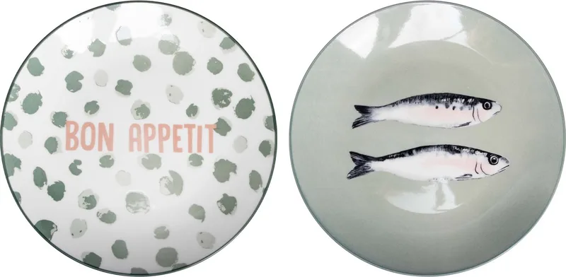 Patio - Borden - Roze - Tekst en Print - ø16,5cm - set van 2 fra Gusta i Grøn – produktbillede