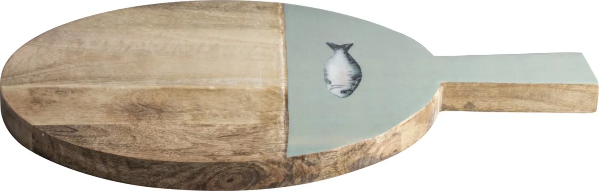Serveerplank - ø30cm - met Vis print de Gusta en Hout – photo produit