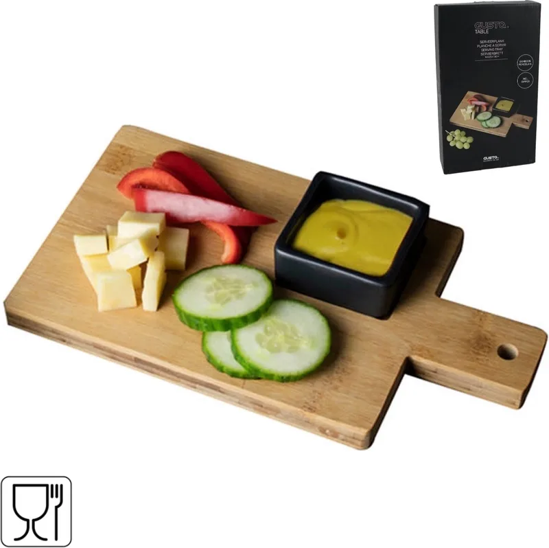 Serveerplankje 14x25x1,5cm in Bamboe met schaaltje von Gusta in Ja – Produktfoto