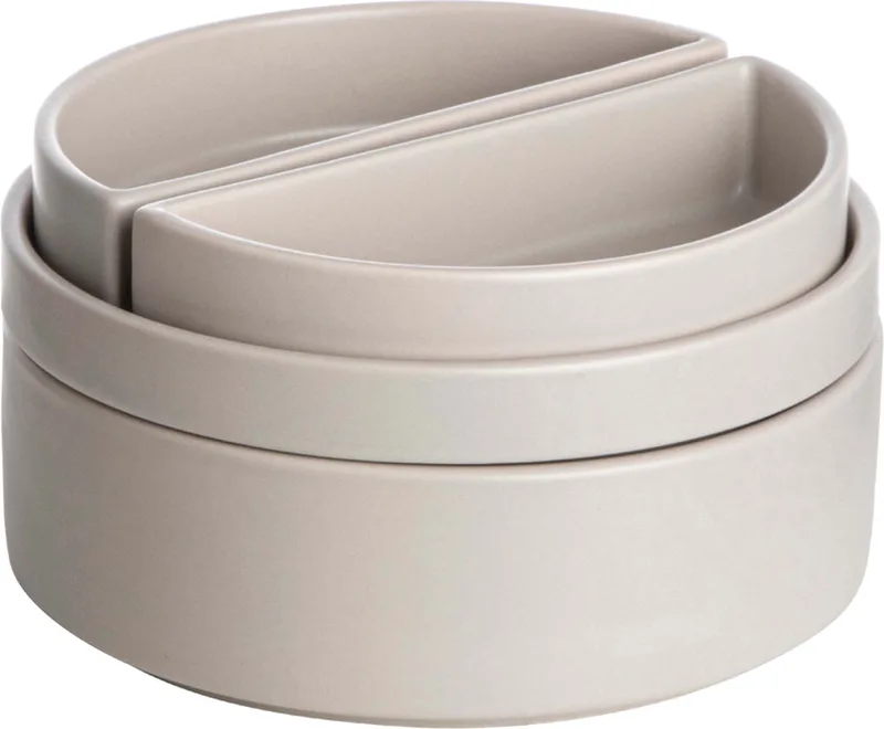 Serveerset - 4 schaaltjes - Stapelbaar - ø14,7x8cm von Gusta in Taupe – Produktfoto