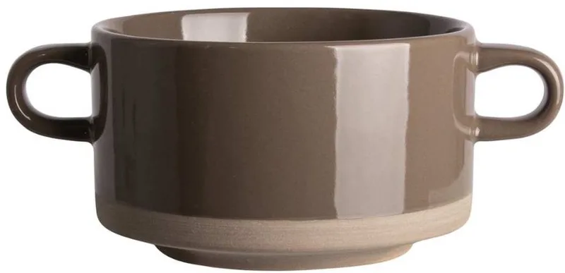Soepkommen - Woodstock Soepkom - Soepkoppen - 4 Delig - Soepkop - Servies - Aardewerk - Diameter 11,5 Centimeter - Soepkommen Met Oor by Gusta in Grey – product photo