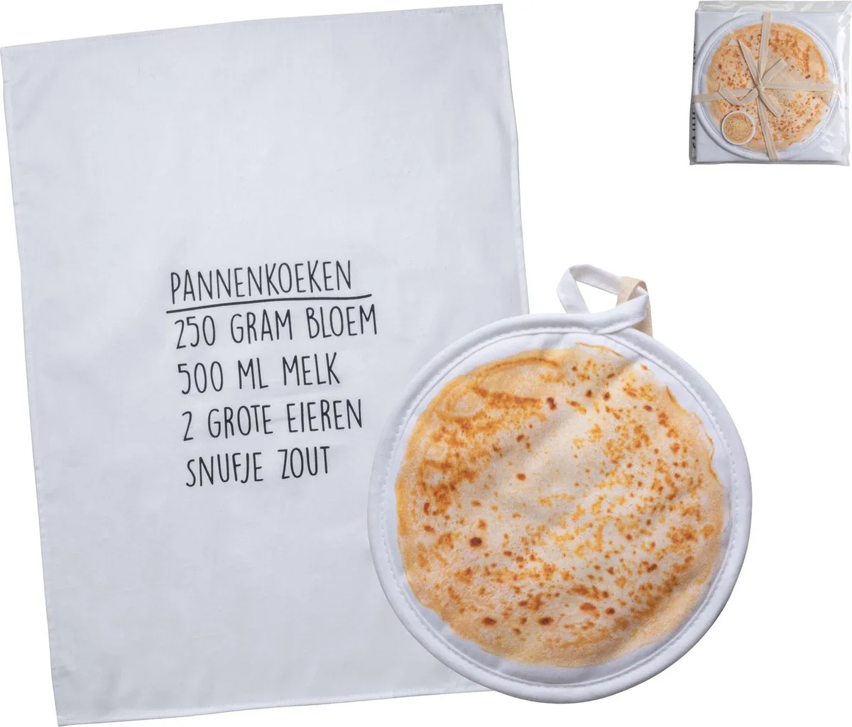 Theedoek - Pannenlap - met Print van Gusta in Wit – productfoto