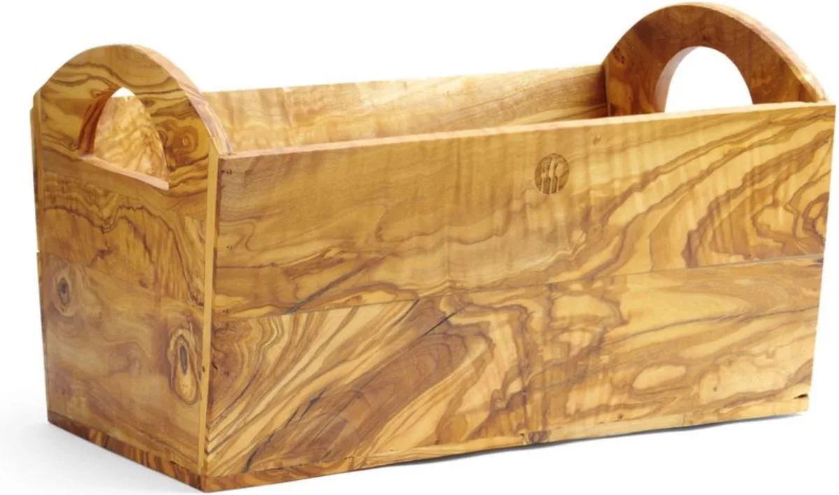 Ambachtelijke brooddoos – olijfhout – 245x198x194 mm – met handvatten – uniek design van Hendi in Wit – productfoto