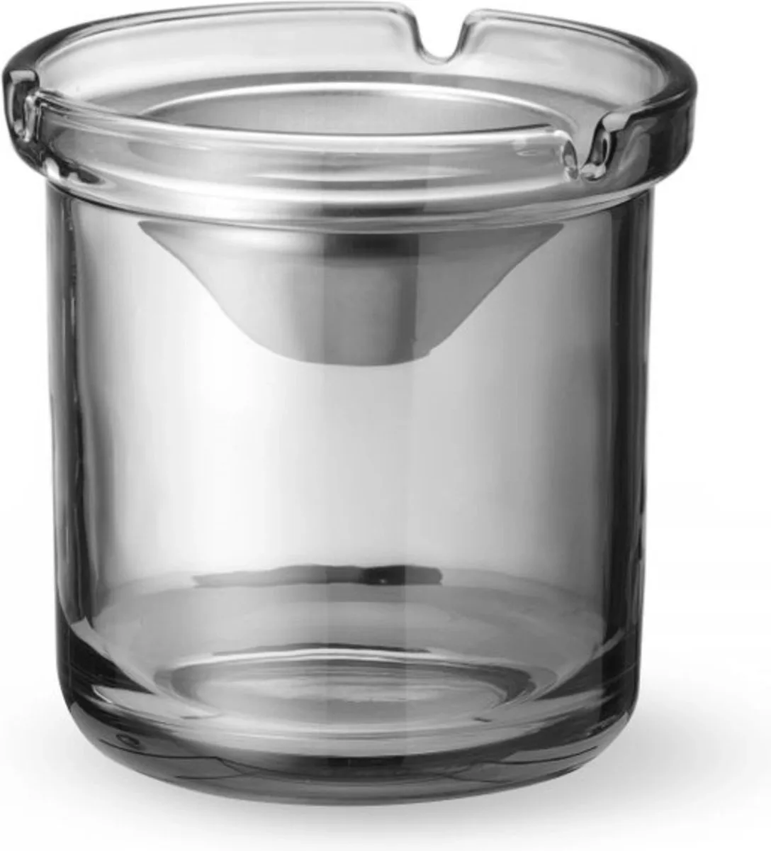 Asbak met trechter – hittebestendig glas – roestvrij staal – winddicht – 98x99 mm de Hendi en Gris – photo produit