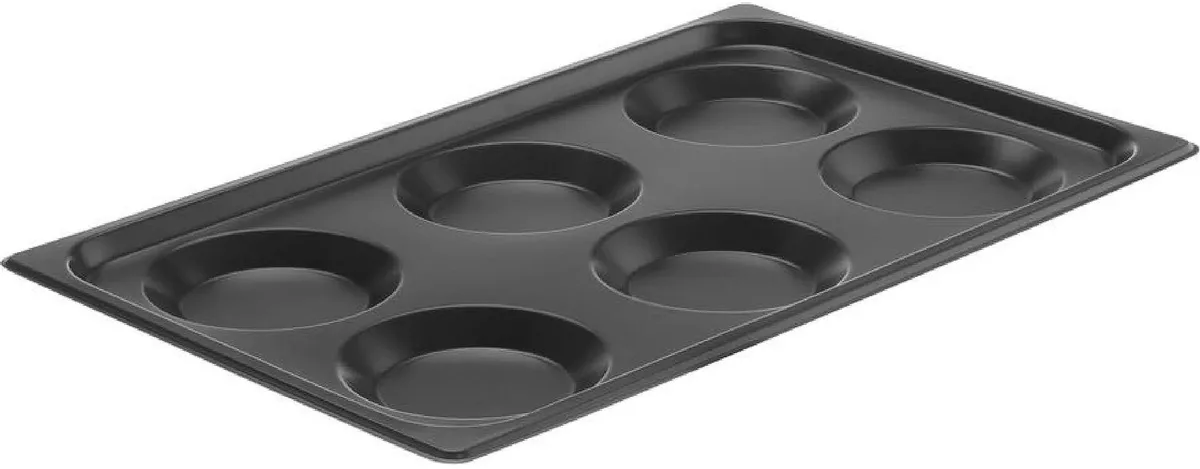 Bakplaat met 6 vormen – Convectomat “Pannenkoek” – GN 1/1 – 530x325x(H)29mm van Hendi – productfoto