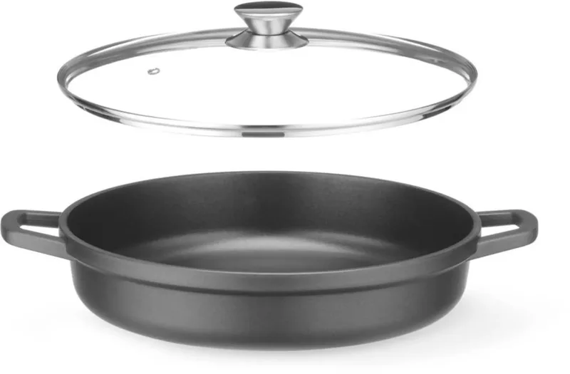 Braadpan - aluminium - antiaanbaklaag - 42,5 x 33,2 x 7 cm - gas en inductie by Hendi in Black – product photo