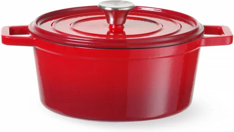 Braadpan – geëmailleerd gietijzer – 3,7L – 317x240x105 mm von Hendi in Rot – Produktfoto