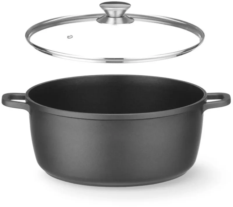 braadpan - gietaluminium - anti-aanbaklaag, inductiebodem - 40,5x33,2x13,8 cm, 9 liter - voor gas, inductie en oven tot 250°C en vaatwasmachinebestendig fra Hendi i Sort – produktbillede
