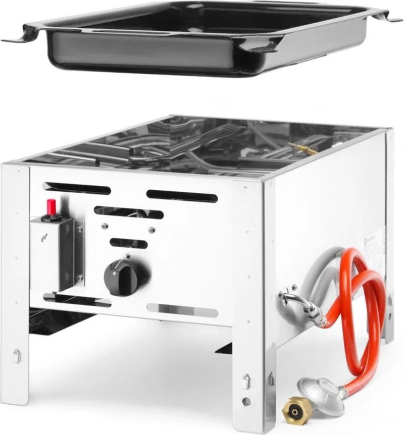Compacte gasbarbecue – 5,8 kW – roestvast – 340x540x300 mm by Hendi in Staal – product photo