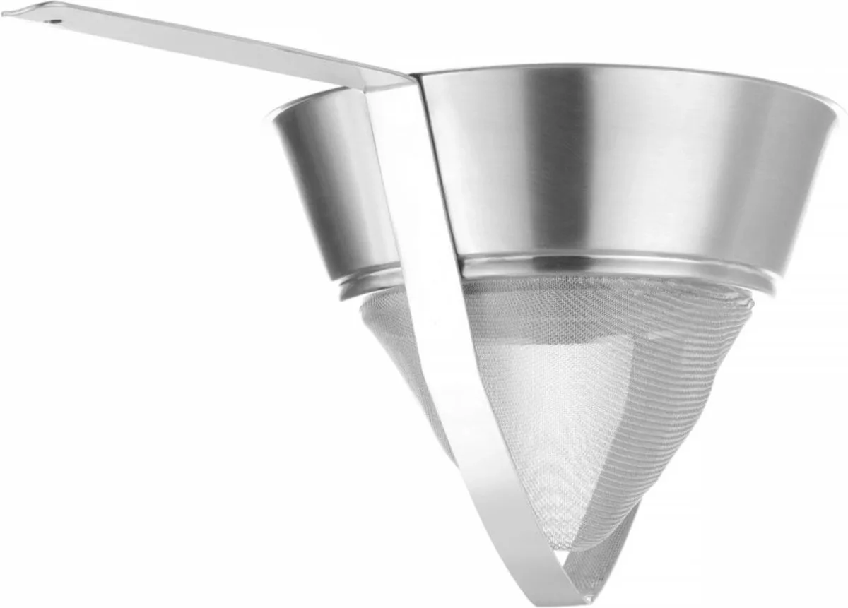 Conische zeef – fijn draadgaas – versterkt – 505x250x200 mm – roestvast staal van Hendi in Rvs – productfoto