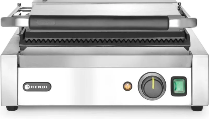 Contactgrill – Geribd – Thermostaat – 50-300°C – 340x230 mm de Hendi en Argent – photo produit