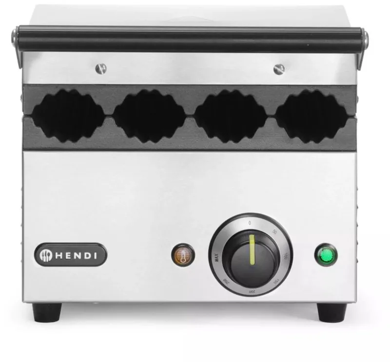 Contactgrill - rvs en gietijzer - hotdogbroodjes en wraps, 4 sleuven - 385x285x(H)254 mm von Hendi in Weiß – Produktfoto