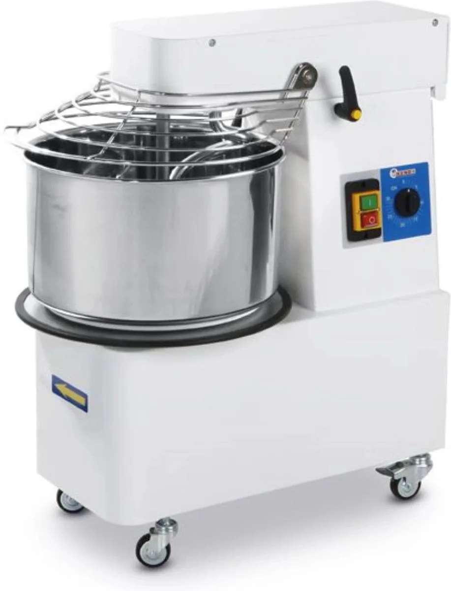 Deegmachine – kantelbare kop – verwijderbare mengkom – 88 kg/h – 32L – 230V/1100W van Hendi in Rvs – productfoto