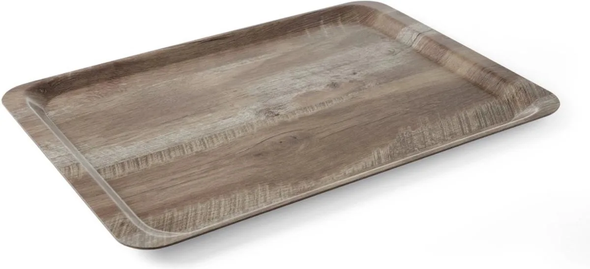 Dienblad melamine – houtnerf dessin – donker hout – 370x530 mm – krasbestendig de Hendi en Donkerbruin – photo produit